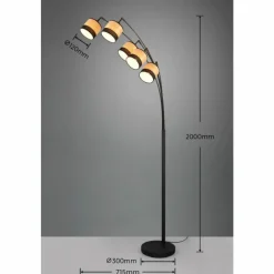 Lampes En Bois-Luminaires Reality Lampadaire Reality BOLZANO Noir, 5 lumières