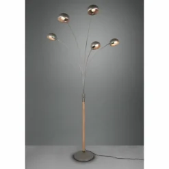 Luminaires Reality Lampadaire Reality Dito Brun foncé, Nickel mat, 5 lumières* Lampadaires Et Lampes Sur Pied