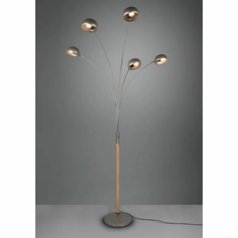 Luminaires Reality Lampadaire Reality Dito Brun foncé, Nickel mat, 5 lumières* Lampadaires Et Lampes Sur Pied