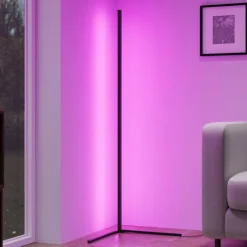 Luminaires Reality Lampadaire Reality LEVEL LED Noir, 1 lumière, Télécommandes, Changeur de couleurs* Éclairage Led