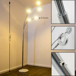 Luminaires Reality Lampadaire Reality Rennes LED Chrome, 5 lumières* Lampadaires Et Lampes Sur Pied