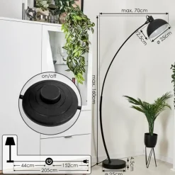 Lampes Industrielles-hofstein Lampadaire Recife Noir, 1 lumière