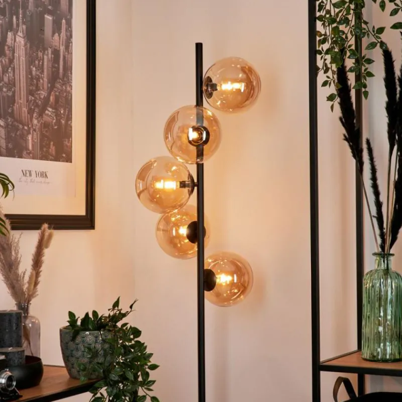 hofstein Lampadaire Remaisnil Ambre, 5 lumières