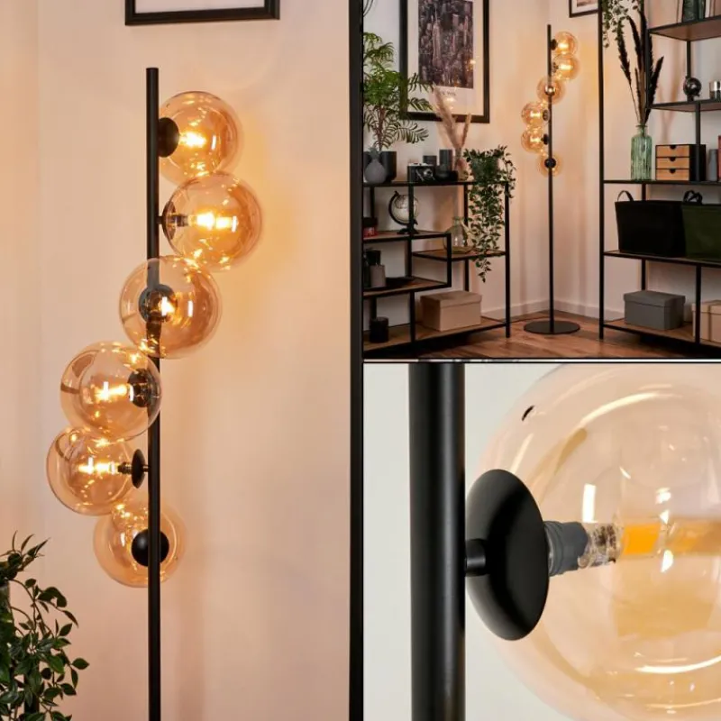 hofstein Lampadaire Remaisnil Ambre, 6 lumières