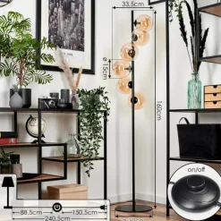 hofstein Lampadaire Remaisnil Ambre, 6 lumières