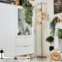 hofstein Lampadaire Remaisnil Laiton, 4 lumières