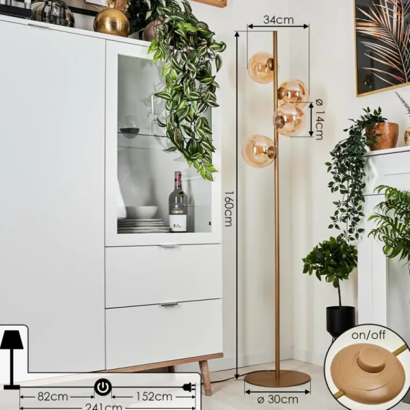 hofstein Lampadaire Remaisnil Laiton, 4 lumières