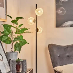 hofstein Lampadaire Remaisnil Noir, 3 lumières* Lampadaires Et Lampes Sur Pied