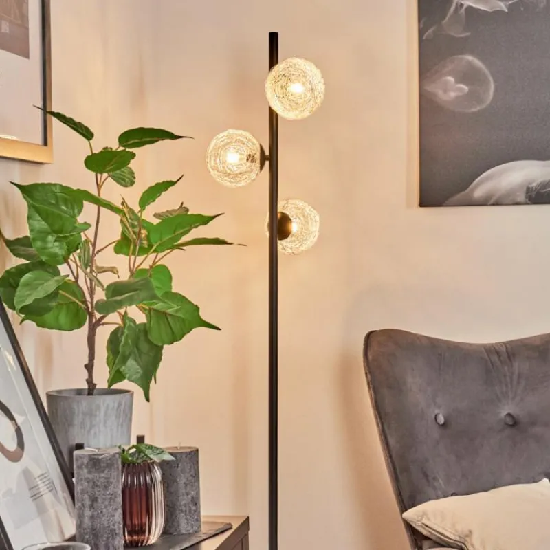 hofstein Lampadaire Remaisnil Noir, 3 lumières* Lampadaires Et Lampes Sur Pied