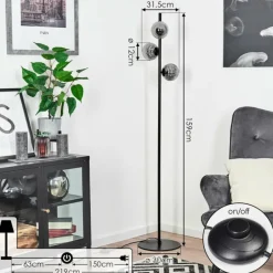 hofstein Lampadaire Remaisnil Noir, 3 lumières