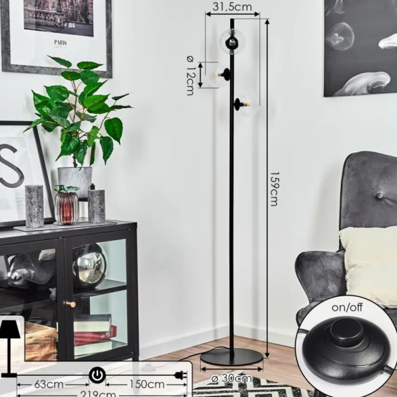 hofstein Lampadaire Remaisnil Noir, 3 lumières