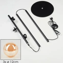 hofstein Lampadaire Remaisnil Noir, 3 lumières