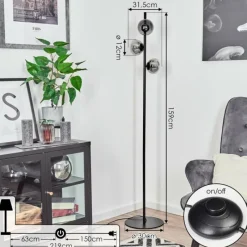 hofstein Lampadaire Remaisnil Noir, 3 lumières