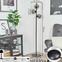 hofstein Lampadaire Remaisnil Noir, 3 lumières