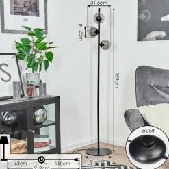 hofstein Lampadaire Remaisnil Noir, 3 lumières