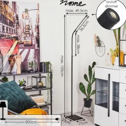 hofstein Lampadaire Reuland LED Noir, 1 lumière