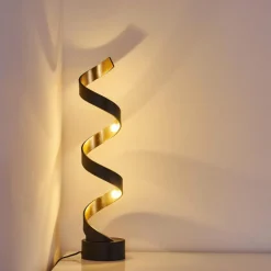 Lampes Dorées-hofstein Lampadaire Rezat LED Noir doré, 1 lumière