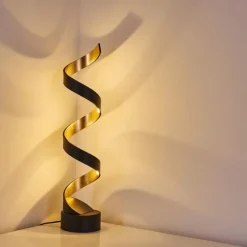 Lampes Dorées-hofstein Lampadaire Rezat LED Noir doré, 1 lumière