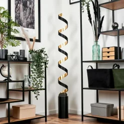 Lampes Art Déco-hofstein Lampadaire Rezat LED Noir doré, 1 lumière