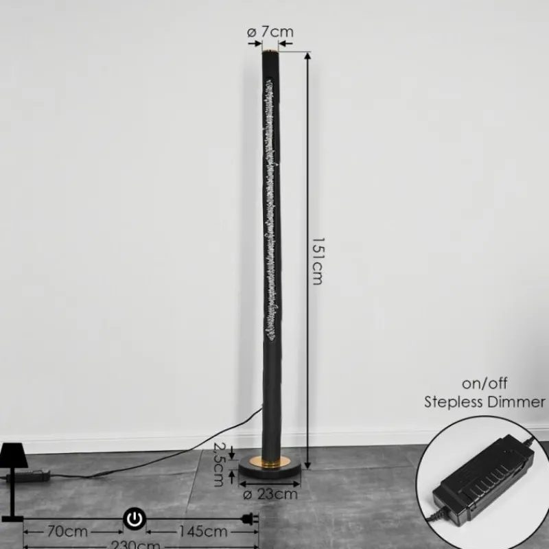 Lampes En Bois-hofstein Lampadaire Rodeche LED Laiton, Noir, 1 lumière