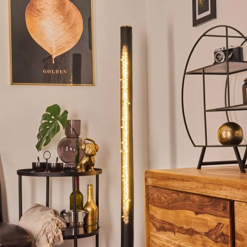 Lampes En Bois-hofstein Lampadaire Rodeche LED Laiton, Noir, 1 lumière