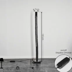 hofstein Lampadaire Rodeche LED Nickel mat, Noir, 1 lumière