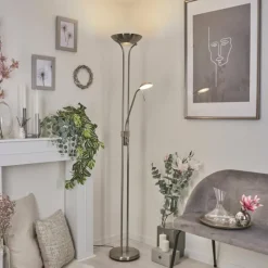 hofstein Lampadaire Rom LED Nickel mat, 2 lumières