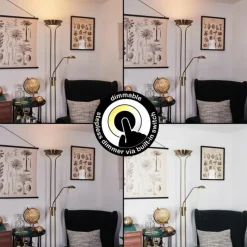 Luminaires Rustiques-hofstein Lampadaire Rom LED Vieux laiton, 2 lumières