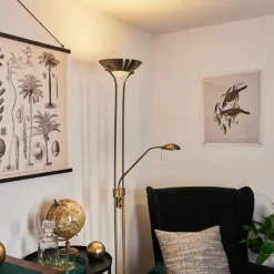 Luminaires Rustiques-hofstein Lampadaire Rom LED Vieux laiton, 2 lumières