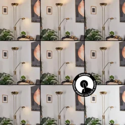 hofstein Lampadaire Rom LED Vieux laiton, 2 lumières