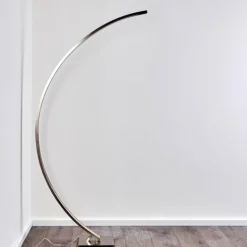 hofstein Lampadaire Ruswil LED Nickel mat, 1 lumière* Lampadaires Et Lampes Sur Pied