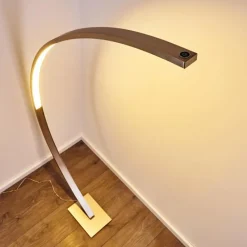 hofstein Lampadaire Ruswil LED Nickel mat, 1 lumière* Lampadaires Et Lampes Sur Pied