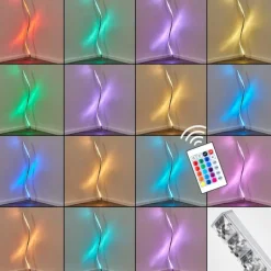 hofstein Lampadaire Saginaw LED Nickel mat, 1 lumière, Télécommandes, Changeur de couleurs