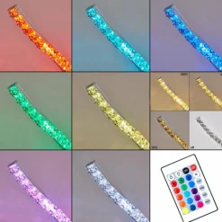 hofstein Lampadaire Saginaw LED Nickel mat, 1 lumière, Télécommandes, Changeur de couleurs