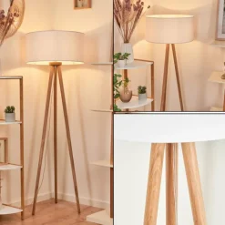 Lampes En Tissu-hofstein Lampadaire Saladillo Bois foncé, Blanc, 1 lumière