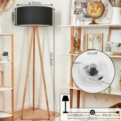 Lampes En Tissu-hofstein Lampadaire Saladillo Bois foncé, Blanc, 1 lumière