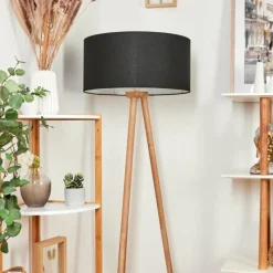 Lampes En Tissu-hofstein Lampadaire Saladillo Bois foncé, Blanc, 1 lumière