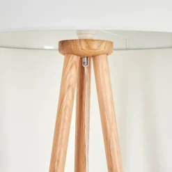 Lampes En Tissu-hofstein Lampadaire Saladillo Bois foncé, Blanc, 1 lumière