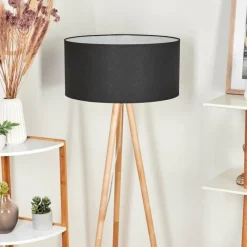 Lampes En Tissu-hofstein Lampadaire Saladillo Bois clair, Blanc, 1 lumière