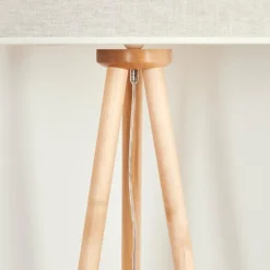 Lampes En Tissu-hofstein Lampadaire Saladillo Bois clair, Blanc, 1 lumière