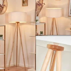 Lampes En Tissu-hofstein Lampadaire Saladillo Bois clair, Blanc, 1 lumière