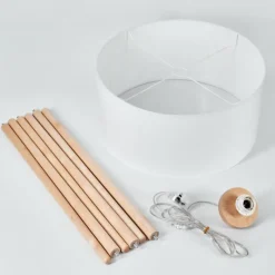 Lampes En Tissu-hofstein Lampadaire Saladillo Bois clair, Blanc, 1 lumière