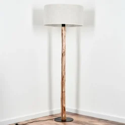 Lampes En Tissu-hofstein Lampadaire Saladillo Écru, Noir, 1 lumière