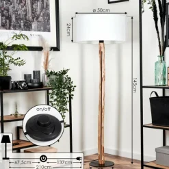 Lampes En Tissu-hofstein Lampadaire Saladillo Écru, Noir, 1 lumière