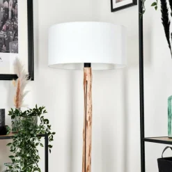 Lampes En Tissu-hofstein Lampadaire Saladillo Écru, Noir, 1 lumière