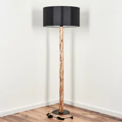 Lampes En Tissu-hofstein Lampadaire Saladillo Écru, Noir, 1 lumière