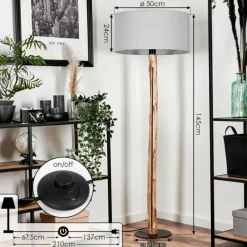 Lampes En Tissu-hofstein Lampadaire Saladillo Écru, Noir, 1 lumière