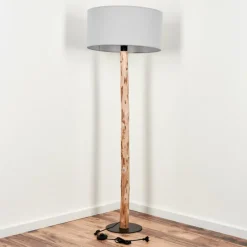 Lampes En Tissu-hofstein Lampadaire Saladillo Écru, Noir, 1 lumière