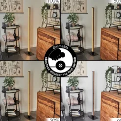 hofstein Lampadaire Salmi LED Couleur bois, Noir, 1 lumière