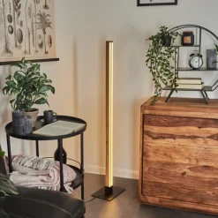 hofstein Lampadaire Salmi LED Couleur bois, Noir, 1 lumière